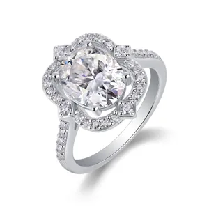 S925 sterling silver oval moissanite ring luxury vintage floral engagement jewelry