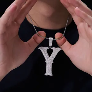 Collier pendentif lettre Y en argent style hip-hop bijoux en moissanite brillante