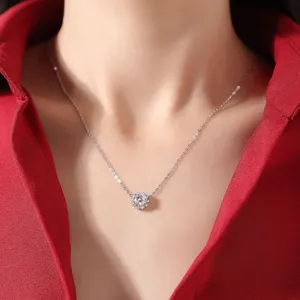 Collana con ciondolo a girasole in argento S925 con diamante coltivato gioiello chic
