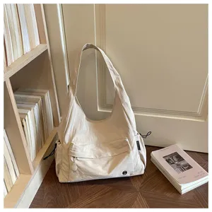 Borsa a tracolla minimalista di grande capacità, borsa a mano casual leggera per donna, autunnale.
