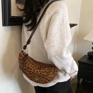 Sac à bandoulière léopard pour femme rétro décontracté sac croissant élégant sac à main chic