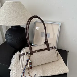 Sac à épaule chic rétro vintage pour femmes, sac à main en toile de qualité avec lanières.