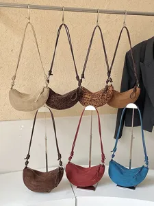Sac a bandouliere demi-lune femme vintage daim pochette fourre-tout tendance chic sac.