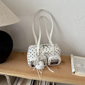 Élégant sac à épaule à pois pour femmes, grand sac cabas fourre-tout pour le travail.