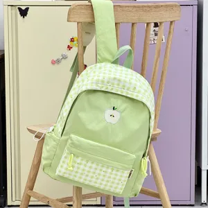 Joli sac à dos d'école en toile brodé japonais pour étudiants, sac de loisirs léger et pratique.