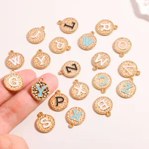 Vergoldete Emaillierte Buchstaben Anhänger doppelseitige Alphabet Charms für DIY Schmuck