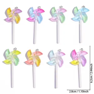 Bunte Windrad Lolli Acryl Anhänger Charms für DIY Schmuckherstellung und Schlüsselanhänger.