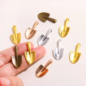 Retro alloy shovel pendants for DIY jewelry making, multi-color keychain charms necklace