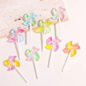 Bunte Acryl Windmuehle Anhaenger Lolli Schluesselanhanger DIY Schmuck Basteln Zubehoer