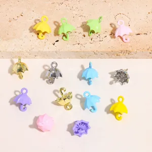 Colorful enamel umbrella charms, alloy jewelry pendants for DIY craft and necklaces.