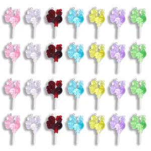 Colorful Rooster Lollipop Acrylic Pendant For DIY Jewelry Making Keychain Bag Accessories Handmade Cockerel Lollipop Charms