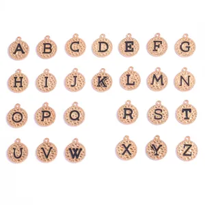 Gold Emaillierte Buchstaben Anhänger A-Z Alphabet DIY Schmuckherstellung Zubehör