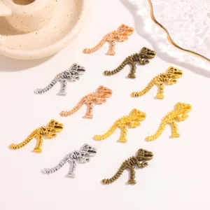 Alloy dinosaur skeleton pendant charms for DIY handmade necklaces and keychains accessories.