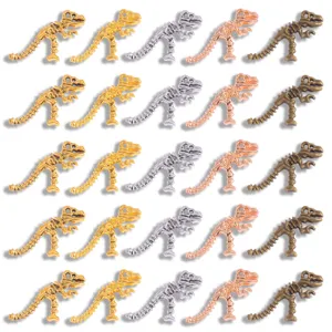 Vintage Zinc Alloy Dinosaur Fossil Skeleton Pendant Charms Electroplated Antique Silver Bronze Gold Tone Small Charms Craft Supplies For DIY Handmade Necklace Keychain Jewelry Making