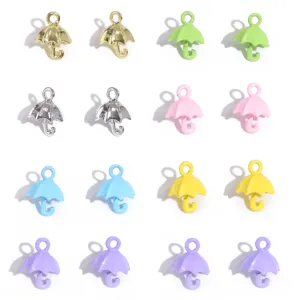 DIY Jewelry Findings Cute Mini Enamel Umbrella Charms Zinc Alloy Electroplated Umbrella Pendants For Handmade Necklace Bracelet Craft Wholesale