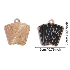 Legering tarotkaart bedel hanger DIY gotische sieraden accessoires zwart goud 2cm