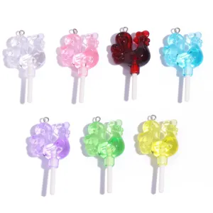 Colorful acrylic rooster lollipop charms for DIY jewelry, bag keychains and cute pendants.