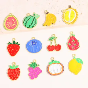 Colorful fruit enamel alloy charms pendants for DIY necklace and keychain jewelry making