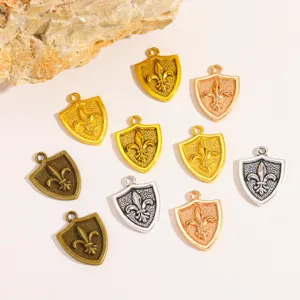 Multi-color shield badge pendant DIY vintage alloy jewelry accessories for necklace bracelet.