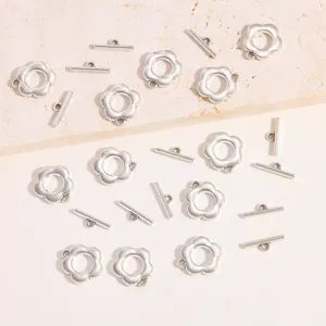 DIY alloy flower toggle clasp set for handmade necklaces, bracelets, and jewelry making.