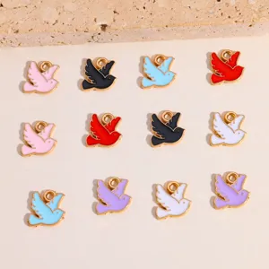 DIY alloy enamel dove bird charms colorful pendants for handmade necklaces bracelets jewelry making