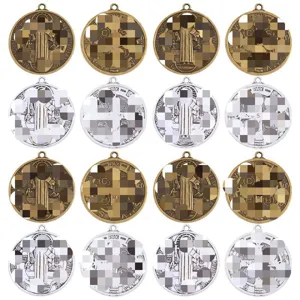 Retro Saint Benedict Medal Alloy Pendant Round Religious Portrait Cross Pattern Pendant For Necklace Jewelry Making