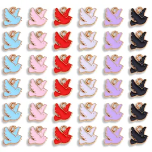 Vintage Zinc Alloy Peace Dove Bird Pendant Charms Drip Oil Enamel DIY Jewelry Accessories For Necklace Bracelet Making Women