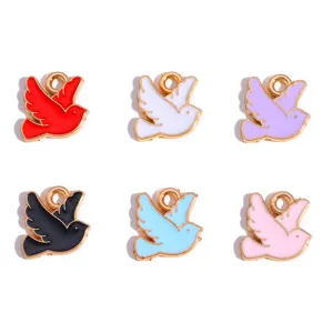 DIY alloy peace dove charms multi-color enamel bird pendants for necklace bracelet making