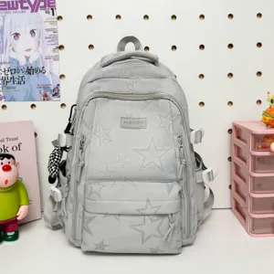 Zaino casual con stampa di stelle grande capacità e tasche multiple per viaggi e scuola