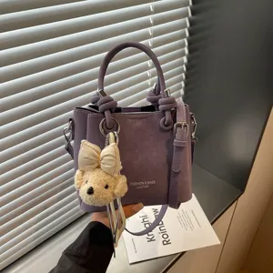 Otoño nuevo bolso cruzado estilo coreano mujeres moda todo-combinar cubo bolso violeta mano