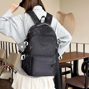 Zaino casual grande capacità con stampa a stelle per donna, borsa scuola multiuso.