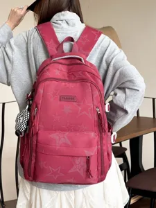 Zaino casual con stampa di stelle, grande capacità, multifunzionale per viaggi e scuola quotidiana