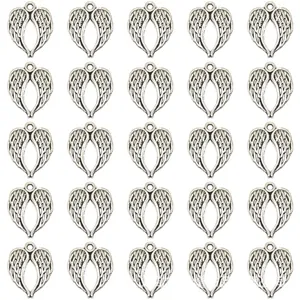 Vintage Antiek Zilver Vleugels Bedeltjes DIY Legering Sieraden Accessoires Voor Armband Ketting Sleutelhanger Decoratie Hart Vleugels