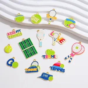 Süße Tennis Themen Emaillierte Metall Anhänger DIY für Halskette Schlüsselanhänger