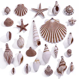 Colgantes de Acrílico Pintado de Concha Caracola Estrella de Mar para Fabricación de Joyas Bricolage Pendientes Collares Llaveros
