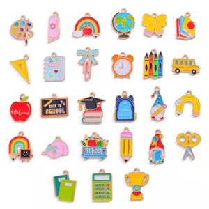 Legering Emaille Schoolbenodigdheden Bedeltjes Retro Kantoorartikelen Hanger Voor DIY Sieraden Maken Ketting Sleutelhanger Accessoires Vrouwen Mannen Sieraden
