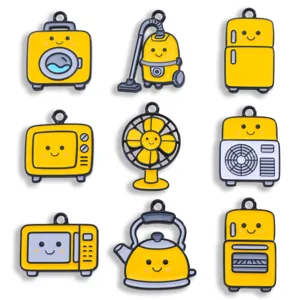 Pendentifs en Alliage d'Appareils Ménagers de Dessin Animé Breloques en Vernis à Cuire à Visage Souriant pour Accessoires de Fabrication de Bijoux de Porte-clés de Collier DIY