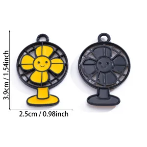 Mignon pendentif en émail de ventilateur de dessin animé accessoires de bijoux DIY clé