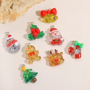 Pearl Christmas resin charms set DIY jewelry accessories necklace keychain pendants detail