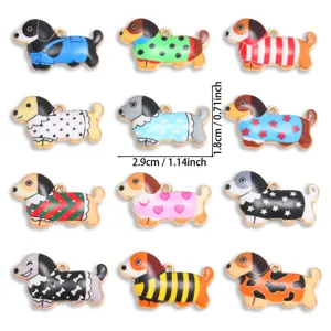 Cute colorful cartoon dachshund enamel charms alloy DIY jewelry pendant accessories