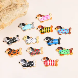 Colorful cartoon dachshund enamel charms alloy DIY jewelry pendant necklace bracelet making.