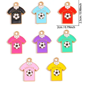 Colorful soccer jersey enamel charms alloy DIY jewelry pendants necklace bracelet accessories