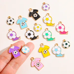 Colorful soccer enamel charms alloy DIY pendants for necklace bracelet jewelry making