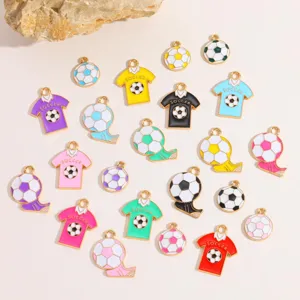 Colorful soccer enamel alloy charms DIY pendants for handmade bracelets necklaces jewelry