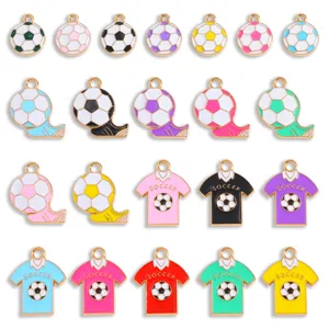 Colorful Soccer Series Enamel Pendants Zinc Alloy Sports Jersey Ball Charms For DIY Jewelry Making Necklace Bracelet Accessory