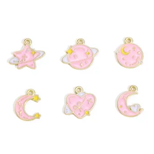 Colorful romantic starry sky enamel charms DIY alloy jewelry pendant bracelet decorative accessories