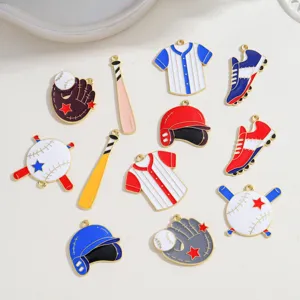 Baseball enamel charms DIY alloy pendants for bracelets necklaces keychains jewelry making accessories
