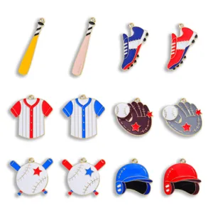 Baseball Sports Series Alloy Enamel DIY Pendants Baseball Bat Glove Helmet Jersey Charms For Jewelry Making