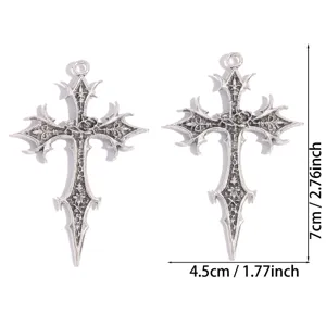 Gotisch kruis hanger legering DIY sieraden accessoire antiek zilver grote ketting bedel