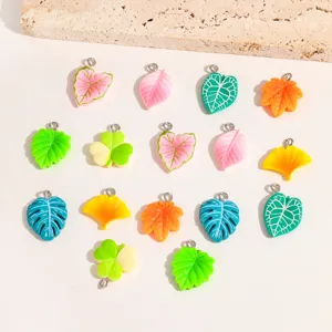 Colgantes de resina de hoja DIY para collares joyas hechas a mano llaveros accesorios coloridos